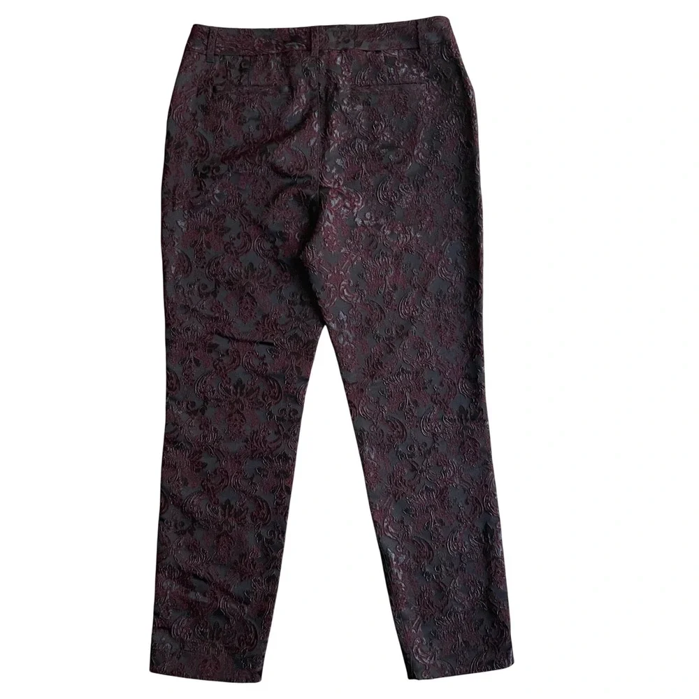 Soft Surroundings Brocade Pants Womens 8 Burgundy Damask Jacquard Goth Victorian